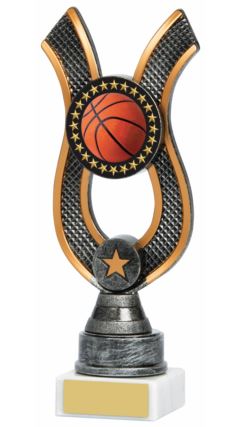 Antique Silver Ribbon Award - Basketball Ant Silver 21cm