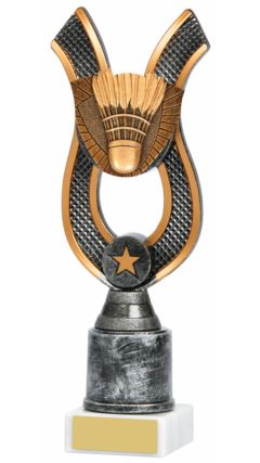 Antique Silver Ribbon Award - Badminton Ant Silver 18cm