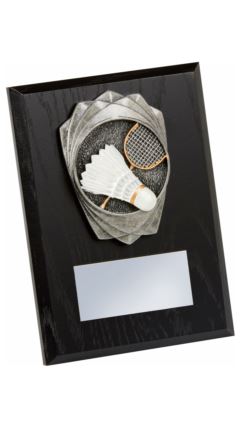 Antique Silver Badminton, Black Wood Award Black 13cm