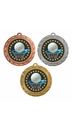 70mm Medal - Netball Gold 7cm