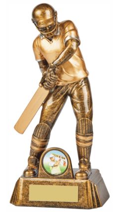 Resin Cricket Male Batsman Award Ant Gold 16.5cm