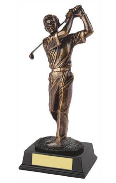 Antique Gold Resin Male Golfer Ant Gold 25cm