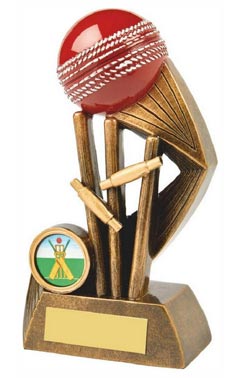 Resin Cricket Award with Red Ball - HEAVY Ant Gold 16cm