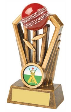Resin Cricket Wicket Award with Red Ball Ant Gold 12.5cm