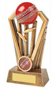 Resin Cricket Wicket Award with Red Ball Ant Gold 16.5cm