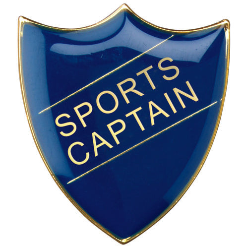 School Shield Badge (Sports Captain) Blue - 1.25In