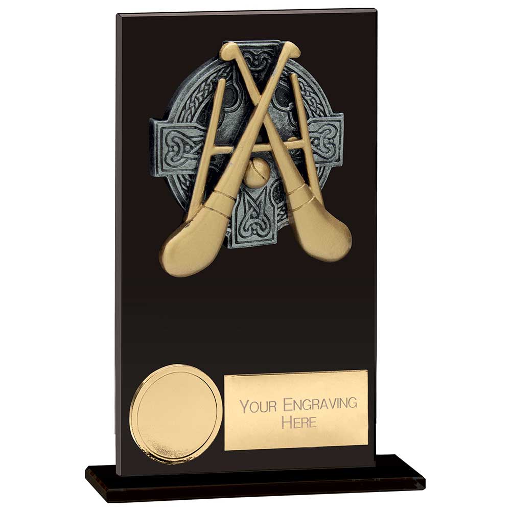 Euphoria Hero GAA Hurling Glass Award Jet Black 140mm