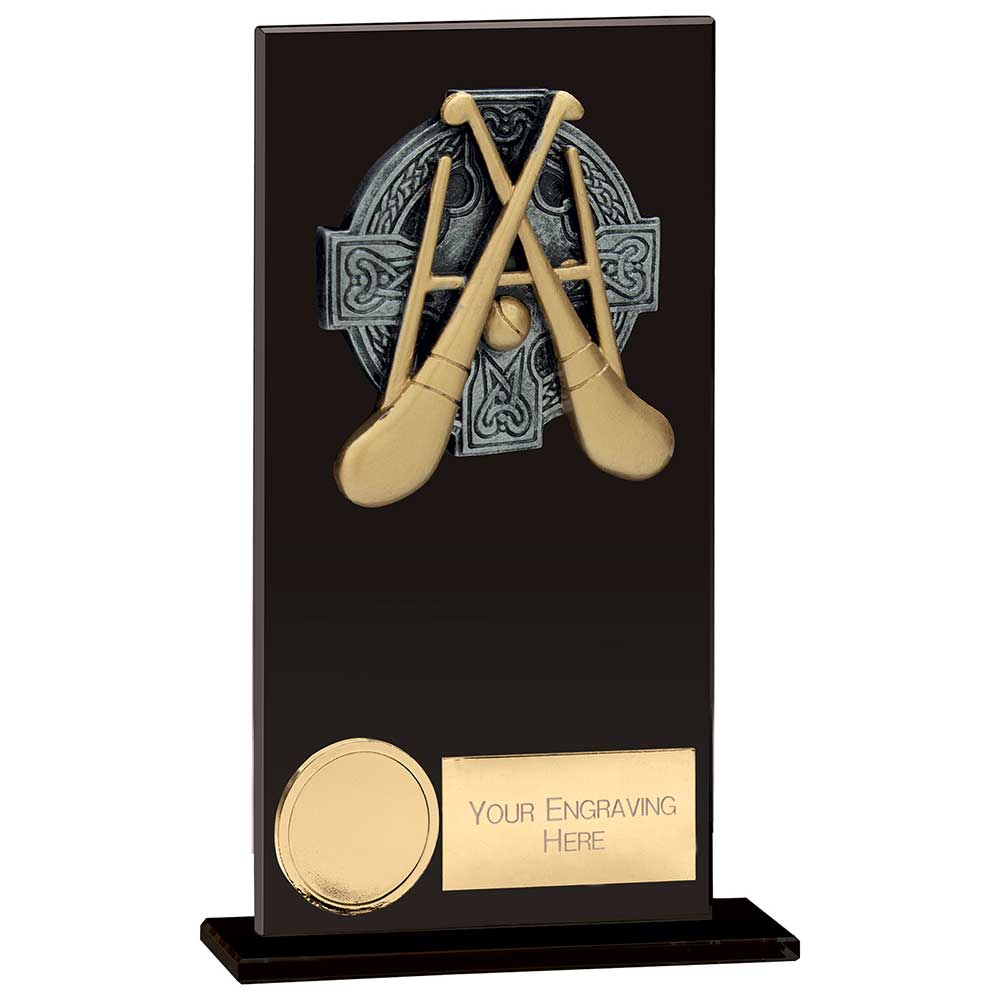 Euphoria Hero GAA Hurling Glass Award Jet Black 160mm