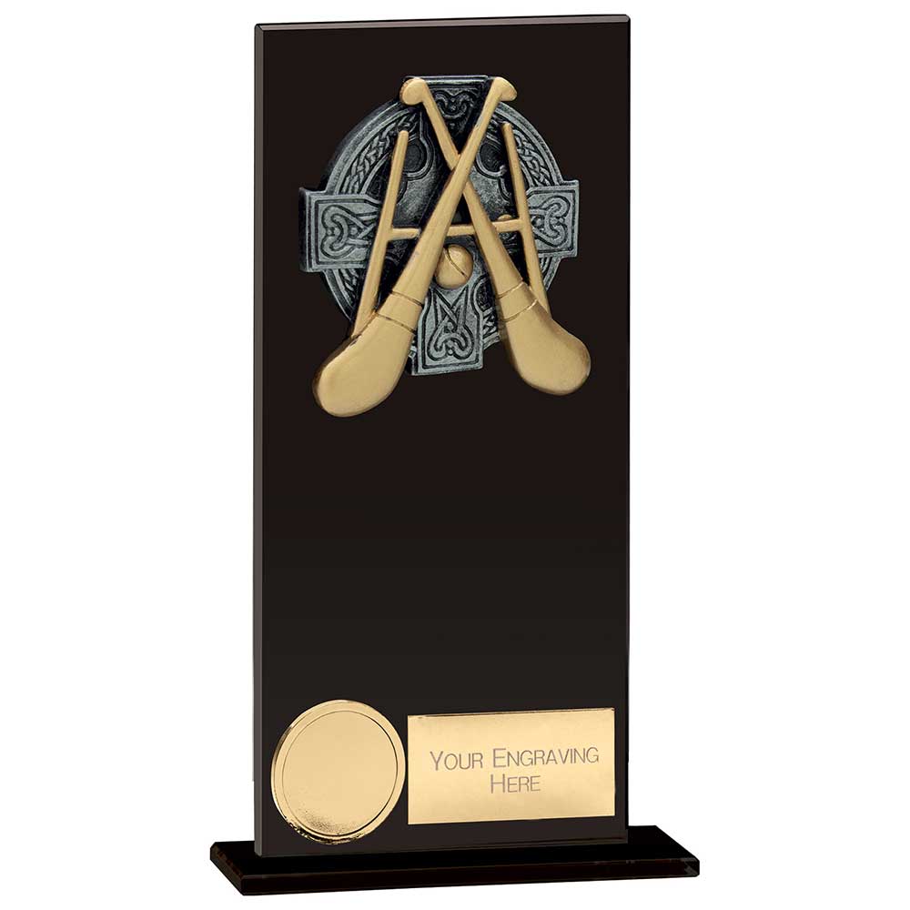 Euphoria Hero GAA Hurling Glass Award Jet Black 180mm