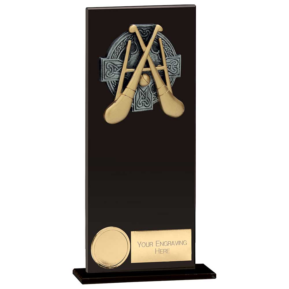 Euphoria Hero GAA Hurling Glass Award Jet Black 200mm