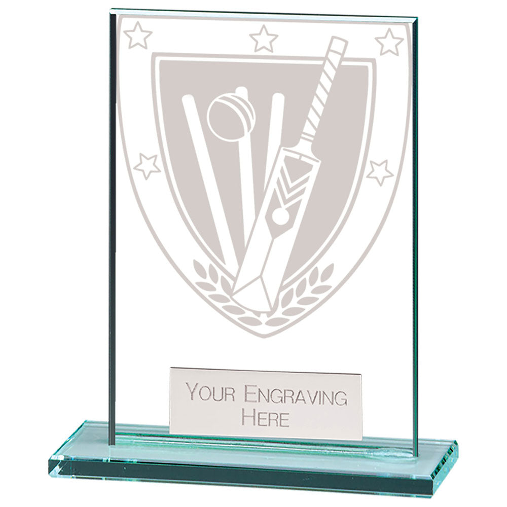 Millennium Cricket Jade Glass Award 80mm