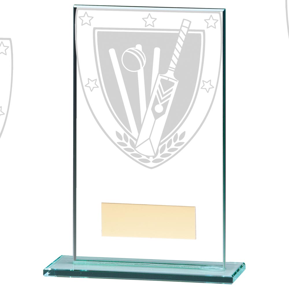 Millennium Cricket Jade Glass Award 140mm