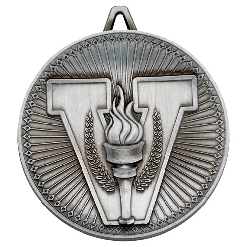 Victory Torch Deluxe Medal Antique Silver - 2.35In