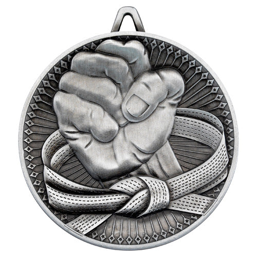 Martial Arts Deluxe Medal Antique Silver - 2.35In