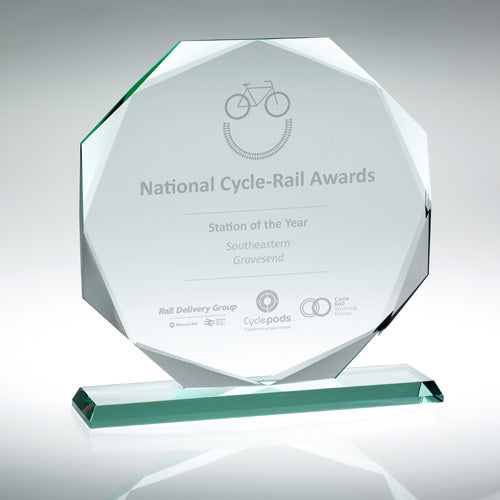 Jade Glass Octagon In Quality Wood Gift Box (19Mm Thick) - 12In