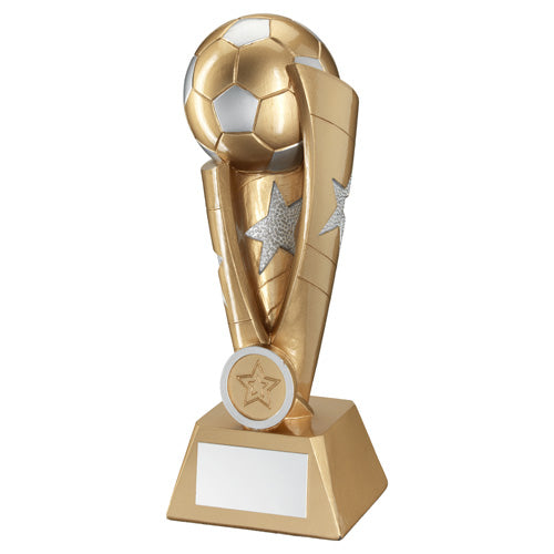 Gold/Silver Football Star Column With Plate (1in Centre) - 10In