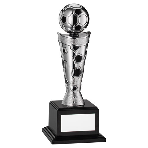 Silver/Black Plastic Football Figure On Base - 8.5In