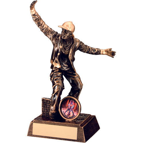 Brz/Gold Resin Street Dance Figure With Plate (1in Centre) Male - 7.25In