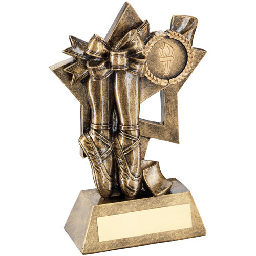 Brz/Gold Ballet On Star Backdrop With Plate (1in Centre) - 5.75In