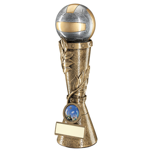Brz/Pew/Gold Netball Leaf Column With Plate (1in Centre) - 7In