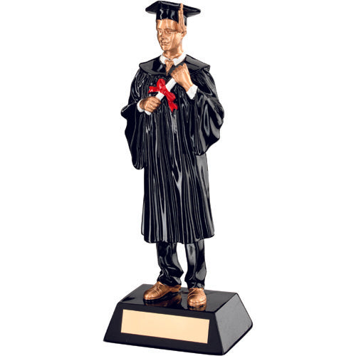 Blk/Gold Resin Male Graduate With Plate - 9.25In