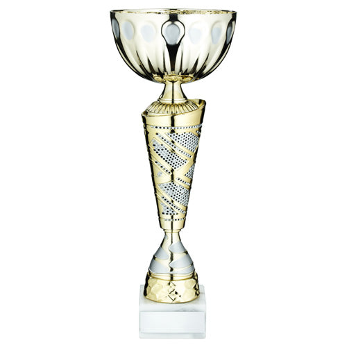 Gold/Matt Silv Trophy Cup With Plate - 13In