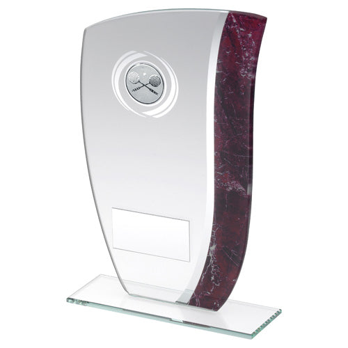 Jade Glass With Claret/Silver Marble Detail And Squash Insert With Plate - 7.25"