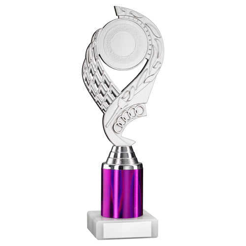 Silver/Purple 'Olympic' Holder Assembled On Marble (2" Cen/1" Tube) - 8In
