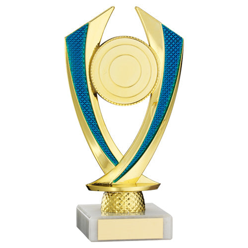 Gold/Blue 'Diamond' Holder Assembled On Marble (2In Centre) - 6.75In