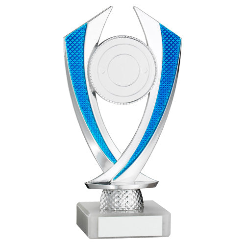 Silver/Blue 'Diamond' Holder Assembled On Marble (2In Centre) - 6.75In