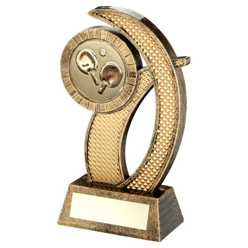 Brz/Gold Weighted Plastic Holder With Table Tennis Insert And Plate - 7In