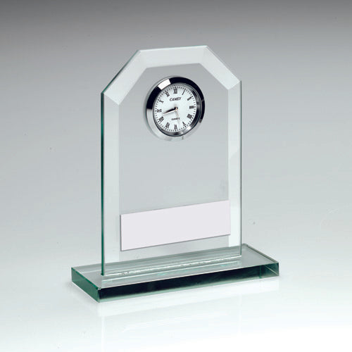 Jade Glass Clock With Plate - 5.25In