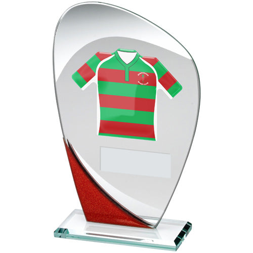 Jade/Red/Silver Glass Plaque And Plate - 7.25In (Requires Shirt C)