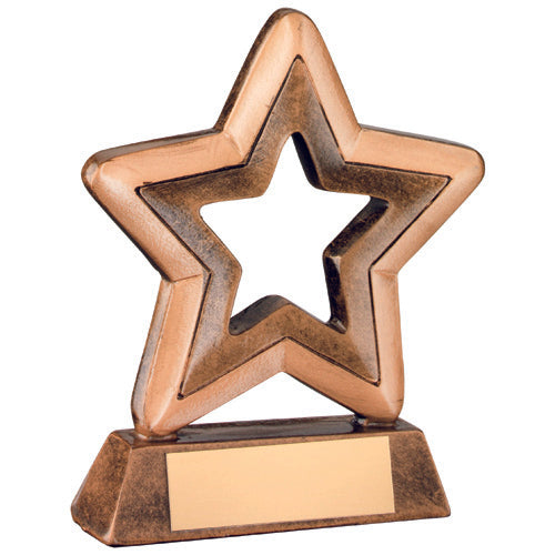 Brz/Gold Resin Generic Mini Star With Plate - 3.75In