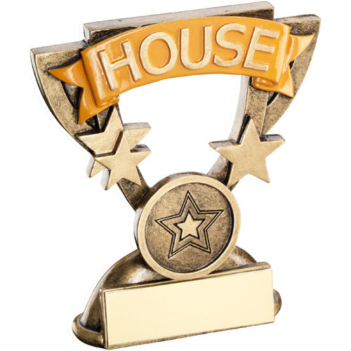 Brz/Gold School House Mini Cup With Plate Yellow (1in Centre) Yellow - 3.75In