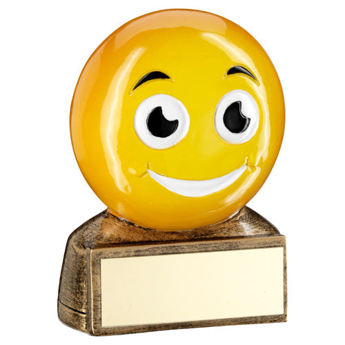Brz/Yellow 'Smiling Emoji' Figure With Plate - 2.75In