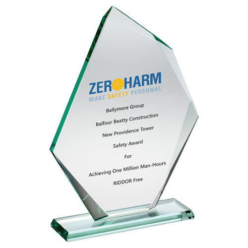 Jade Glass Offset Diamond Plaque (10Mm Thick) - 11.25In