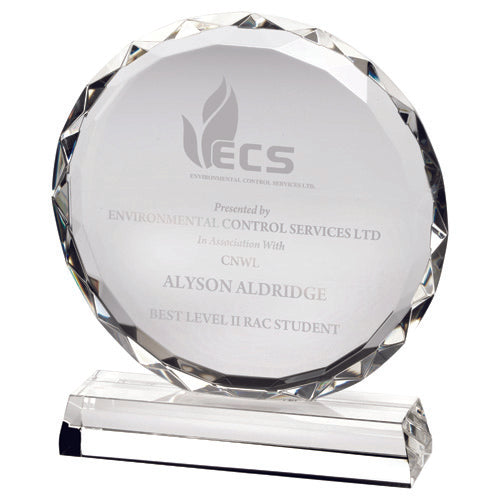 Clear Glass Circle With Faceted Edge On Base (25Mm Thick) - 8In