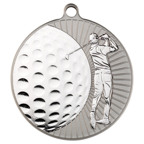 Golf Two Colour Medal Matt Silver/Silver - 2.75In