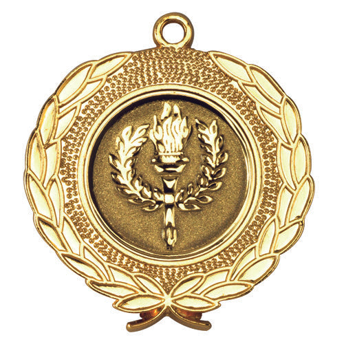 Laurel Wreath Edged Medal (1in Centre) Gold - 1.75In