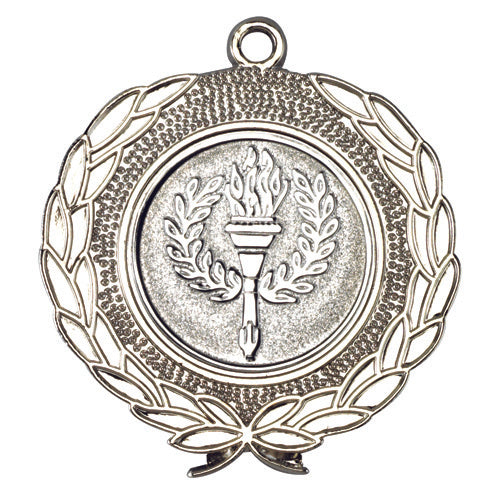 Laurel Wreath Edged Medal (1in Centre) Silver - 1.75In