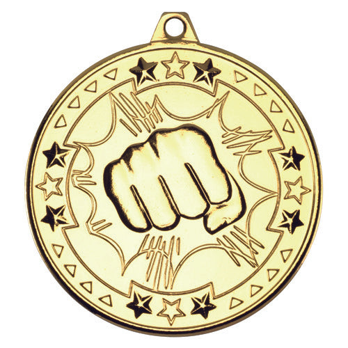 Martial Arts Tri Star Medal Gold - 2In