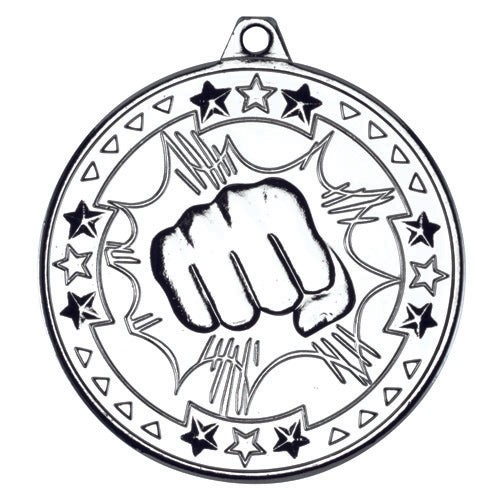 Martial Arts Tri Star Medal Silver - 2In