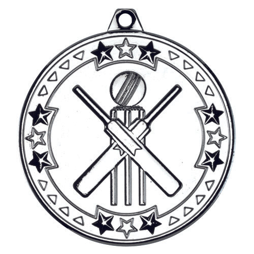 Cricket Tri Star Medal Silver - 2In