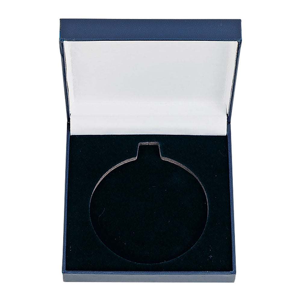 Classic Leatherette Medal Box Blue for 70mm medal 100x100x25mm