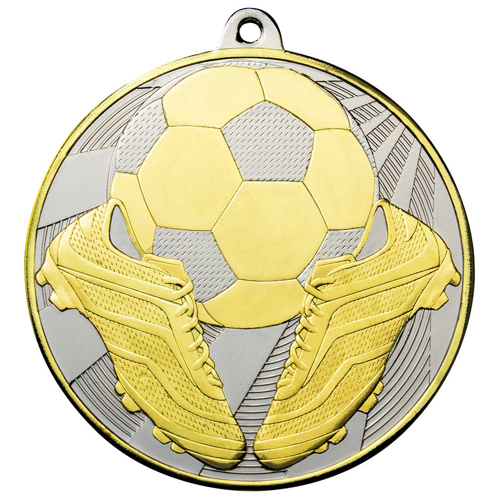 Premiership Football Boot & Ball Medal Gold & Silver 60mm