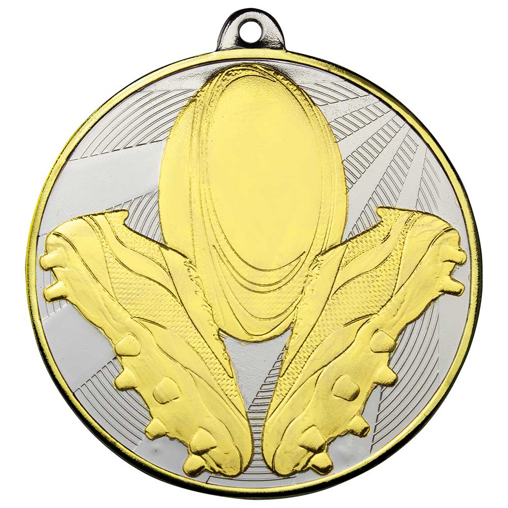 Premiership Rugby Boot & Ball Medal Gold & Silver 60mm