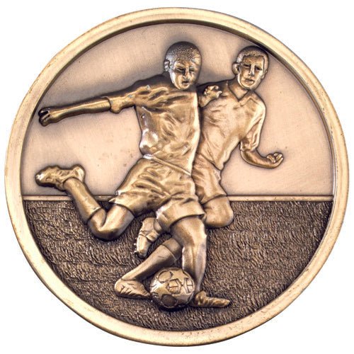 Football Players Medallion Antique Gold - 2.75In