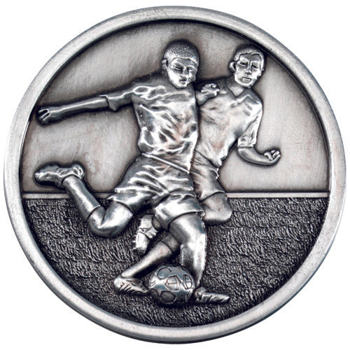 Football Players Medallion Antique Silver - 2.75In