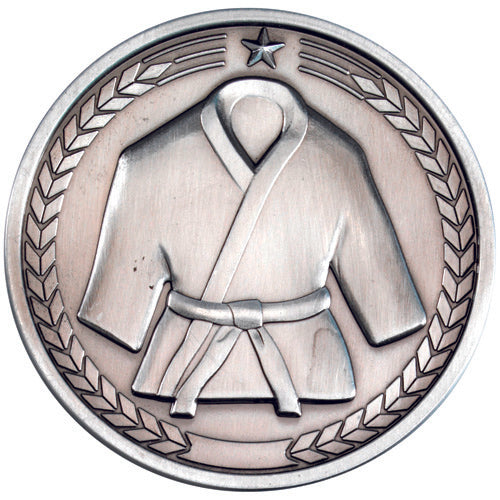 Martial Arts Medallion Antique Silver - 2.75In